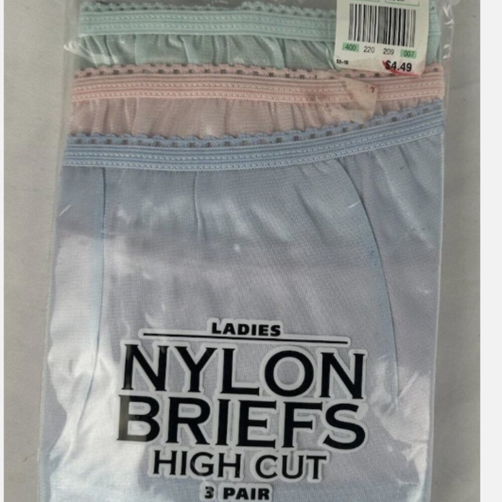 NEW Vintage Trend Basics Nylon High Cut Briefs Panties Pack Of 3 Size 8 Granny